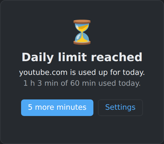 The block screen shown when a daily limit is reached